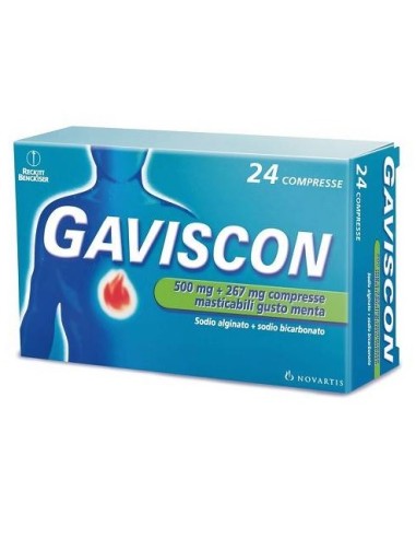 GAVISCON 24CPR MENT 500+267MG