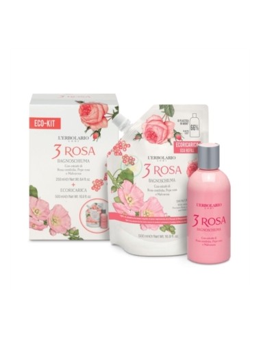 L'ERBOLARIO 3 ROSA BAGNOSCHIUMA 250 ML + RICARICA 500 ML