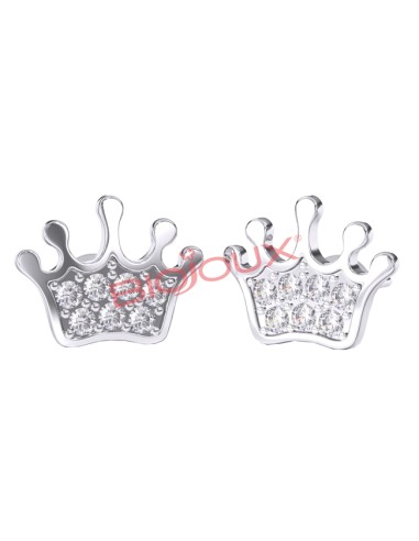 BJT705 EARRINGS BABY CROWN SS