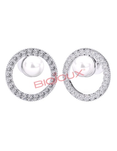 BJT985 PEARL CRYS SS EARRINGS